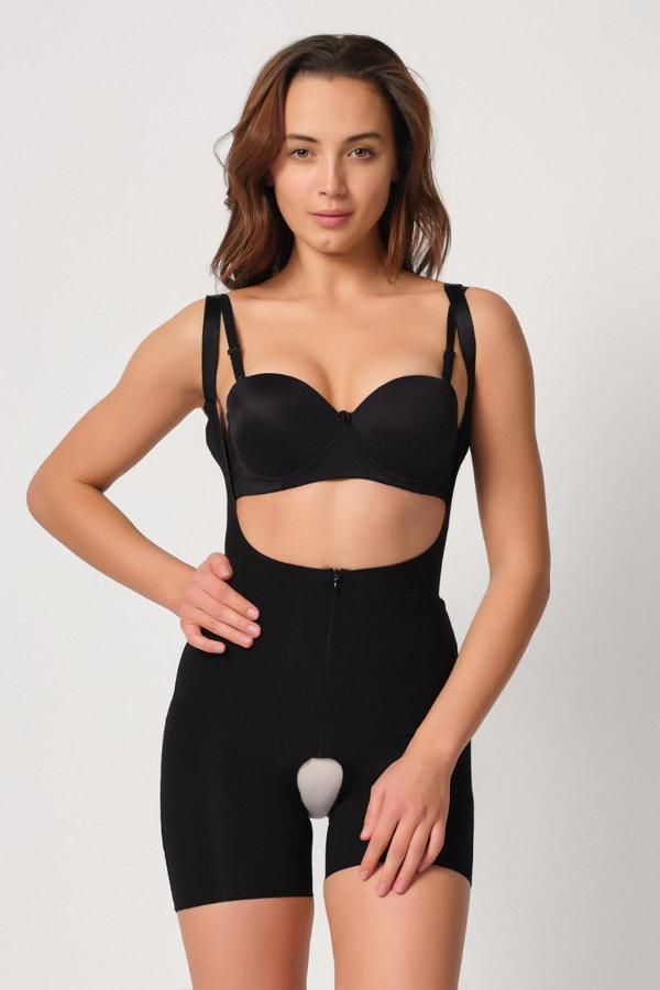 Siyah Mı Emay 2834 Göğsü Açık Ferumalı Tül Popo Boy Lazer Korse - Image 1
