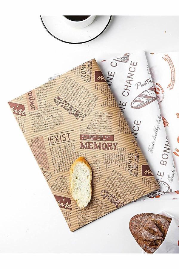 Tafce 50 Adet Karışık Vintage Desenli Sunum Kağıdı Yağlı Kağıt | Su Geçirmez Sandviç Kağıdı - Image 1