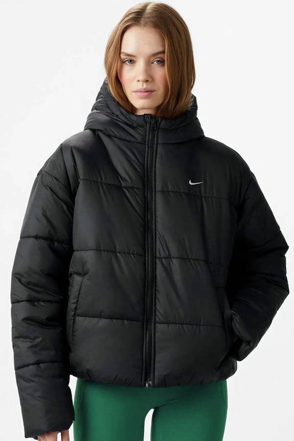 Nike Terma Fit Synthetic Fill Loose Fit Classic Puffer Jacket Kadın Kapüşonlu Bol Kesim Şişme Mont Siyah - Image 1