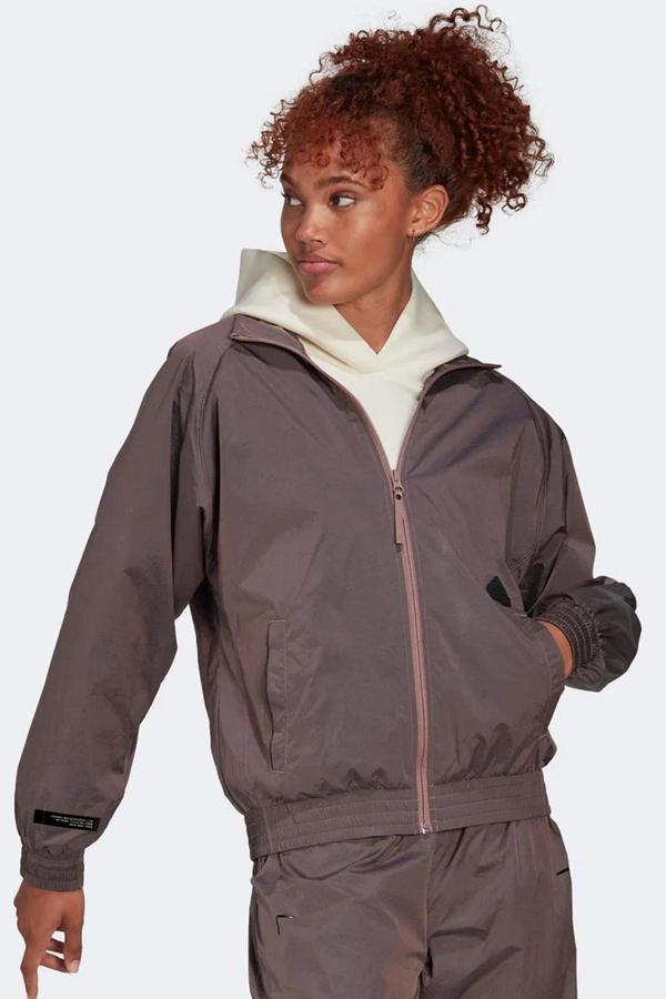 Adidas Women's New Woven Full Zip TT Jacket Kadın Bol Kesim Dokuma Spor Ceket Gül Kurusu - Image 1