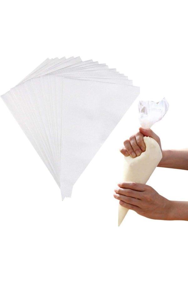 Tafce Krema Torbası 50 Adet Naylon Pasta Kurabiye Süsleme Poşeti Krem Şanti Sıkma Torbası, Krema Poşeti - Image 1