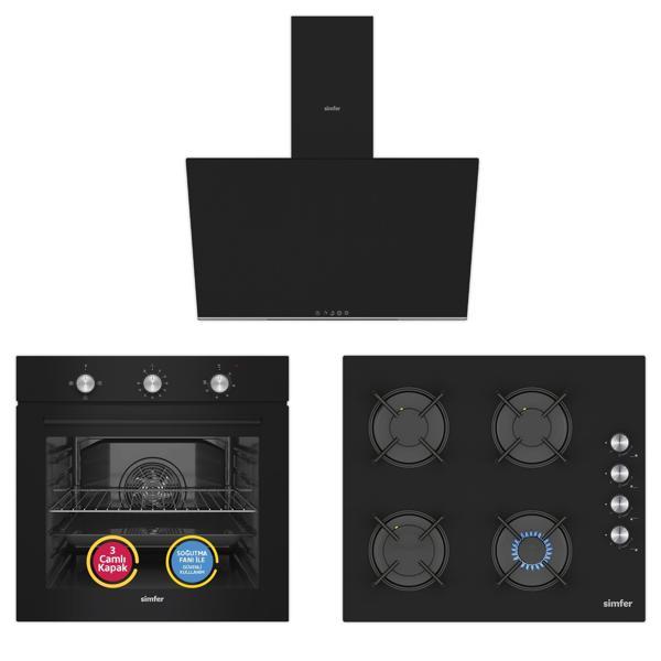 Simfer 4 Fonksiyon Mekanik Siyah Power Turbo 3'lü Ankastre Set - Image 1