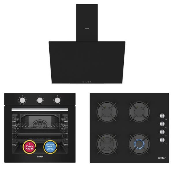 Simfer 9 Fonksiyon Mekanik Siyah Power Turbo 3'lü Ankastre Set - Image 1