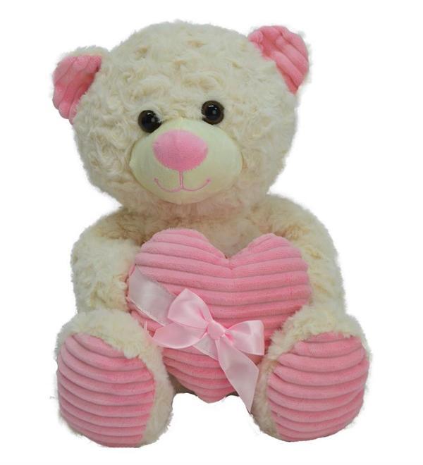 62915 35 CM KALBİ KURDELELİ PELUŞ AYI -HLY - Image 1