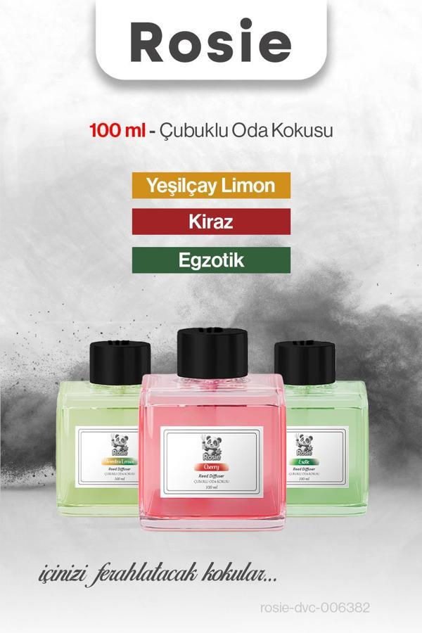Yeşilçay Limon, Egzotik ve Kiraz 3'lü 100 ml Çubuklu Oda Kokusu - Image 1