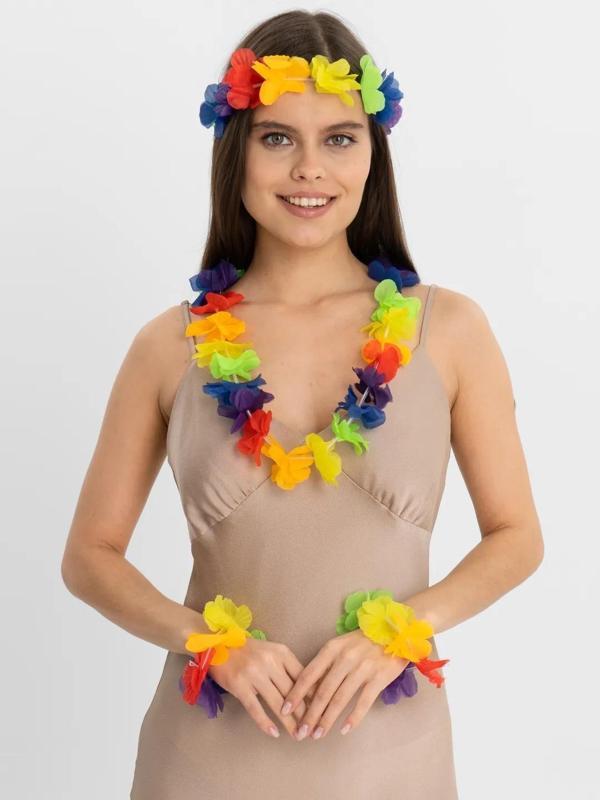 Rengarenk Hawaii Kolye Taç Bileklik Seti 4 Parça - Image 1