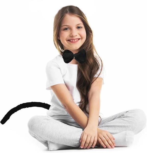 BFS   Peluş Siyah Renk Kuyruk ve Papyon Yetişkin Çocuk Uyumlu - Image 1