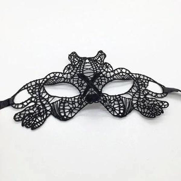 BFS   Siyah Renk Dantel Kesim Dantel İşlemeli Balo Parti Maskesi 11 No - Image 1