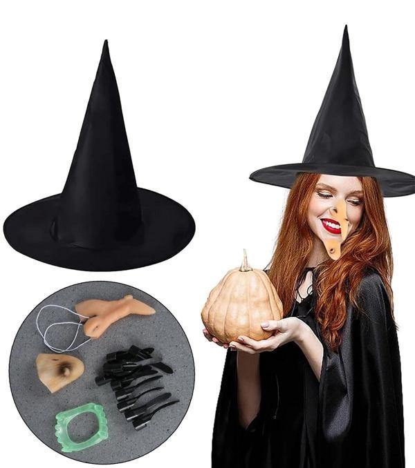 BFS Cadı Şapkası Cadı Tırnakları Cadı Burnu Cadı Çenesi Cadı Diş Seti - Image 1