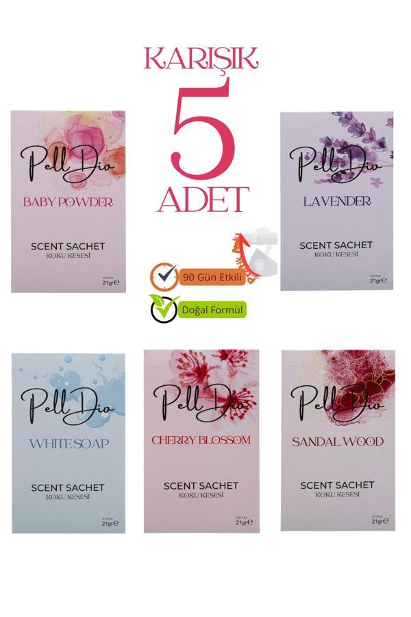 Pelldio Home 5'Li Karışık Çekmece Dolap Ve Ayakkabılık Çekmece Parfümlü Kese Kokusu Oda Koku Kesesi - Image 1