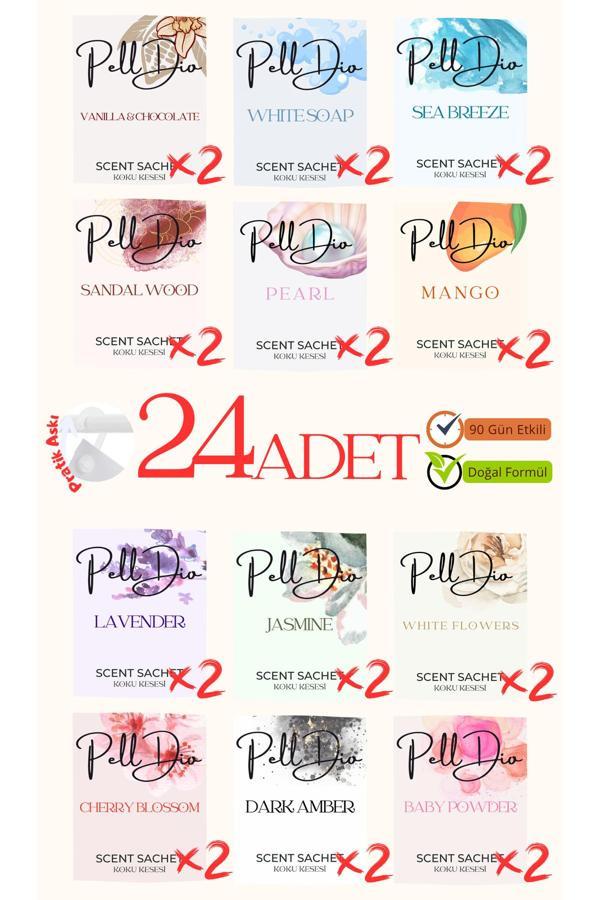 Pelldio Home 24'Lü Karışık Dolap Ayakkabılık Ve Çekmece Parfümlü Kese Kokusu Oda Koku Kesesi - Image 1