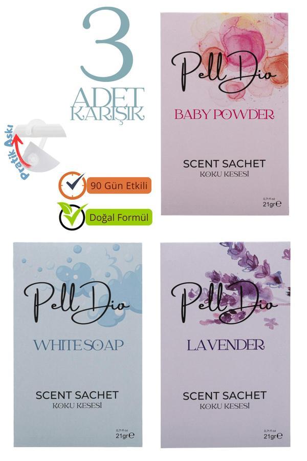 Pelldio Home 3'Lü Bebek Pudrası - Beyaz Sabun - Lavanta Dolap Kokusu, Ayakkabılık Ve Çekmece Kokusu Kesesi-1 - Image 1