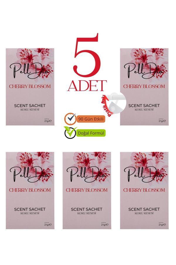 Pelldio Home 5'Li Kiraz Çiçeği Dolap Ayakkabılık Ve Çekmece Parfümlü Kese Kokusu Oda Koku Kesesi - Image 1