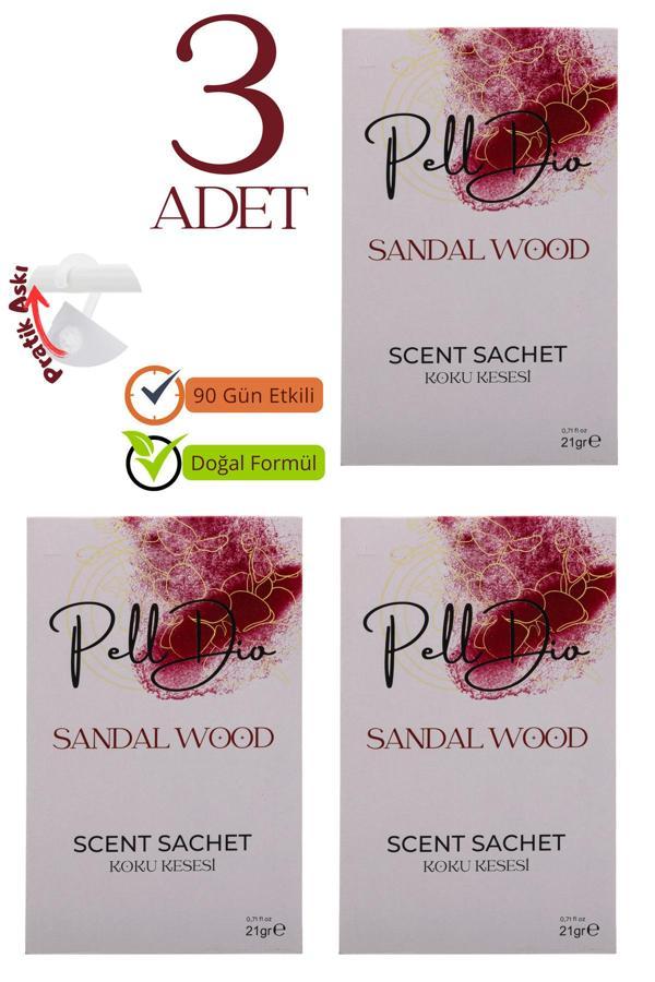 Pelldio Home 3'Lü Sandal Ağacı Dolap Ayakkabılık Ve Çekmece Parfümlü Kese Kokusu Oda Koku Kesesi - Image 1