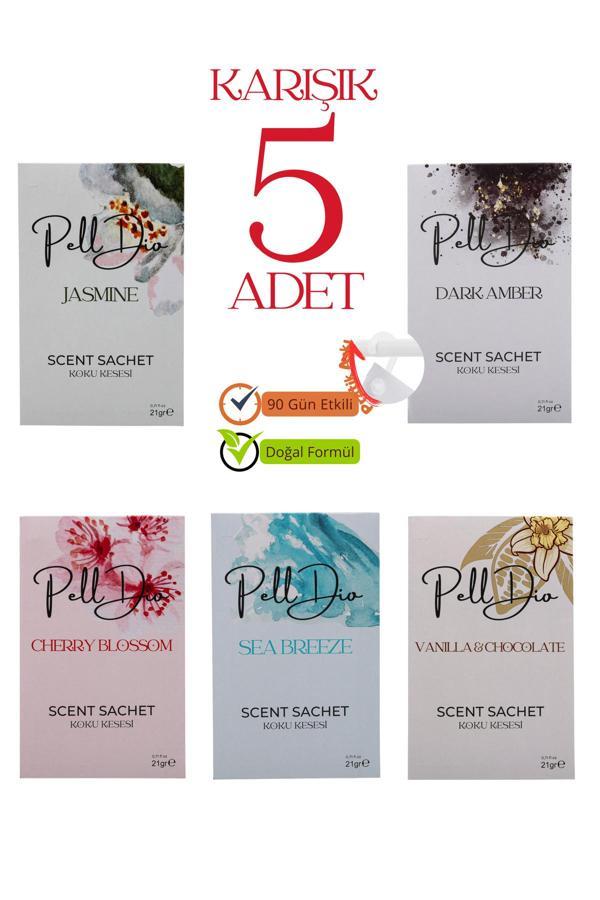 Pelldio Home 5'Li Karışık Dolap Ayakkabılık Ve Çekmece Parfümlü Kese Kokusu Oda Koku Kesesi - Image 1