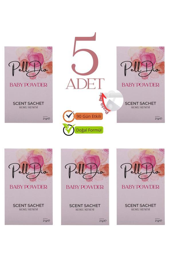 Pelldio Home 5'Li Bebek Pudrası Dolap Ayakkabılık Ve Çekmece Parfümlü Kese Kokusu Oda Koku Kesesi - Image 1