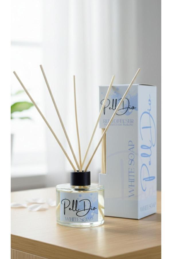 Pelldio Home Beyaz Sabun Bambu Çubuklu Ortam Ev Oda Salon Koku Kokusu Ve Oda Parfümü 120 Ml - Image 1