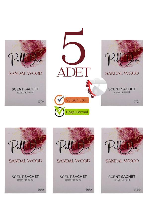 Pelldio Home 5'Li Sandal Ağacı Dolap Ayakkabılık Ve Çekmece Parfümlü Kese Kokusu Oda Koku Kesesi - Image 1