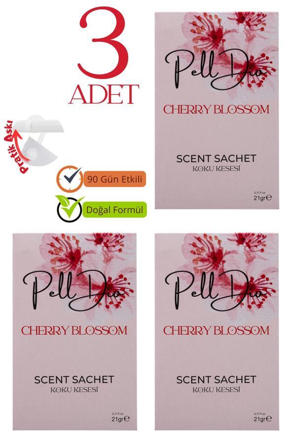 Pelldio Home 3'Lü Kiraz Çiçeği Dolap Ayakkabılık Ve Çekmece Parfümlü Kese Kokusu Oda Koku Kesesi - Image 1