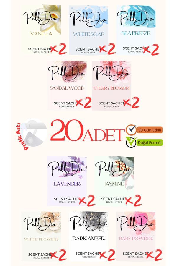 Pelldio Home 20'Li Karışık Dolap Ayakkabılık Ve Çekmece Parfümlü Kese Kokusu Oda Koku Kesesi - Image 1