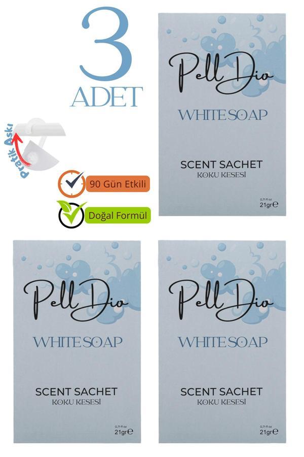 Pelldio Home 3'Lü Beyaz Sabundolap Ayakkabılık Ve Çekmece Parfümlü Kese Kokusu Oda Koku Kesesi - Image 1