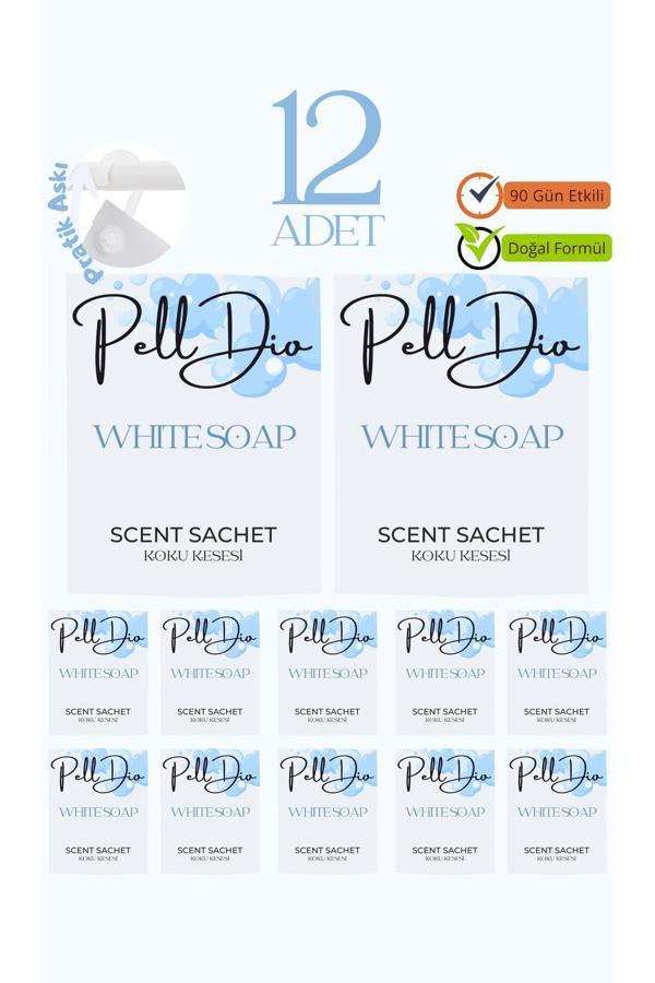 Pelldio Home 12'Li Beyaz Sabun Ayakkabılık Dolap Ve Çekmece Parfümlü Kese Kokusu Oda Koku Kesesi - Image 1