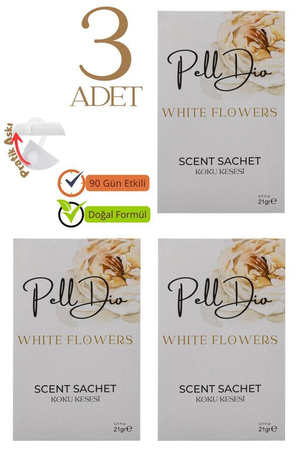Pelldio Home 3'Lü White Flowers Dolap Kokusu, Ayakkabılık Ve Çekmece Kokusu Kesesi - Image 1