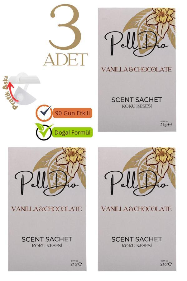 Pelldio Home 3'Lü Vanilya Ve Çikolata Dolap Ayakkabılık Ve Çekmece Parfümlü Kese Kokusu Oda Koku Kesesi - Image 1