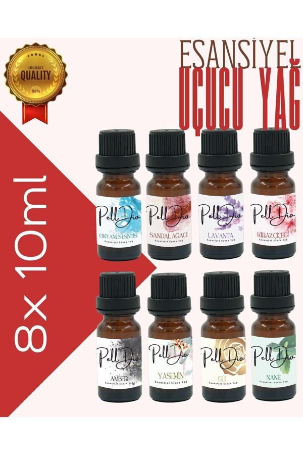Pelldio Home 8'Li Esansiyel Uçucu Yağ, Buhurdanlık Yağı, Difüzör Esansı, Oda Kokusu 10Ml-1 - Image 1