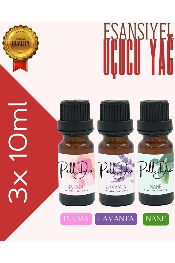 Pelldio Home 3'Lü Pudra-Lavanta-Nane Esansiyel Uçucu Yağ, Buhurdanlık Yağı, Difüzör Esansı, Oda Kokusu 10Ml-4 - Image 1