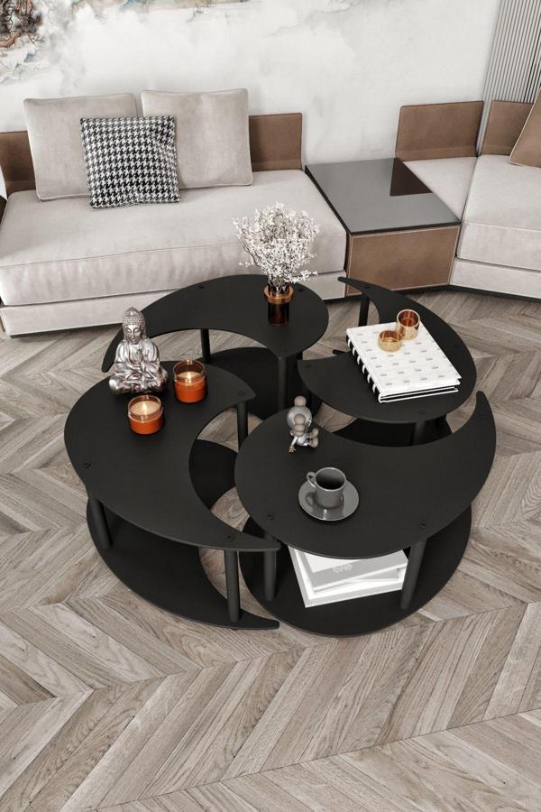 Yin Yang Unıty Serenıty Orta Sehpa 4 Lü Siyah-100 Cm - Image 1