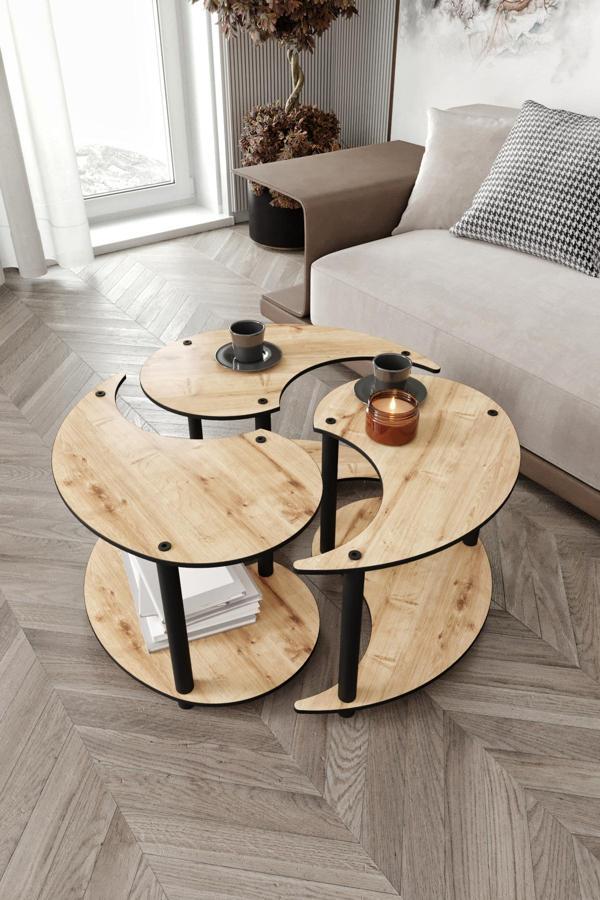 Yin Yang Unity Serenity Orta Sehpa 3 Lü? Safir -meşe 70 Cm - Image 1