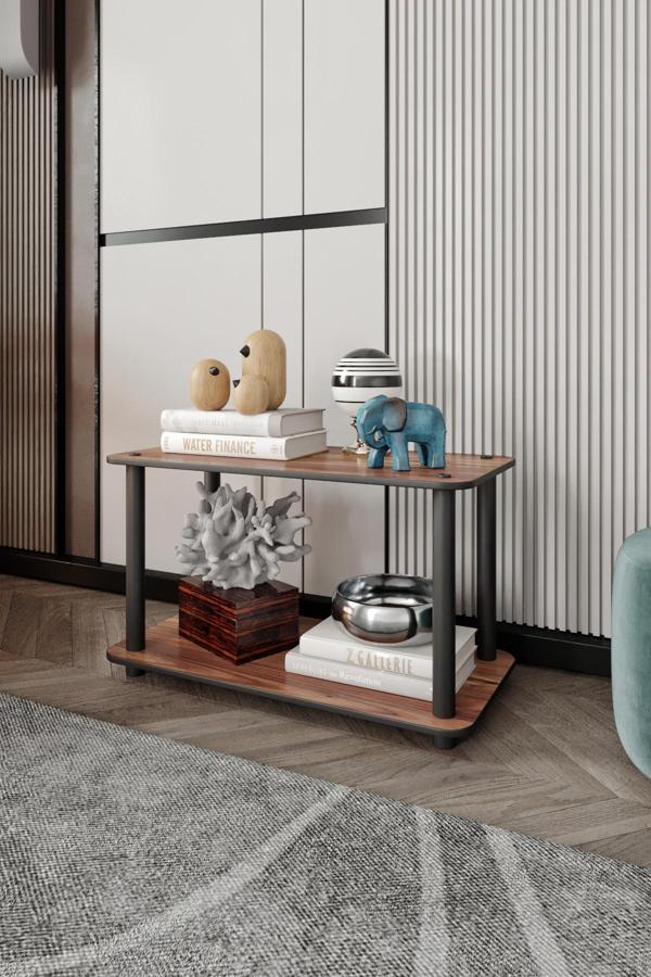 Dekoratif MASİVO KİTAPLIK 2 Katlı 30x60 Dikdörtgen Çok Amaçlı Raf MADRAN CEVİZ - Image 1