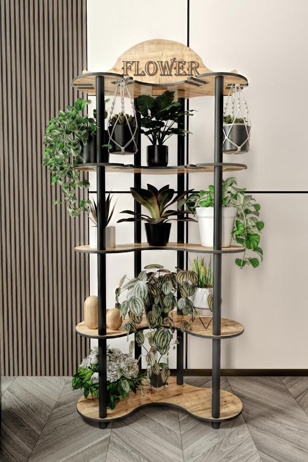 MİMOSA ÇİÇEKLİK SAKSILIK ÇOK AMAÇLI RAFI MEŞE - Image 1