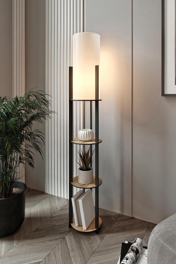 RADIANTE YUVARLAK RAFLI LAMBADER SAFİR MEŞE--KREM - Image 1