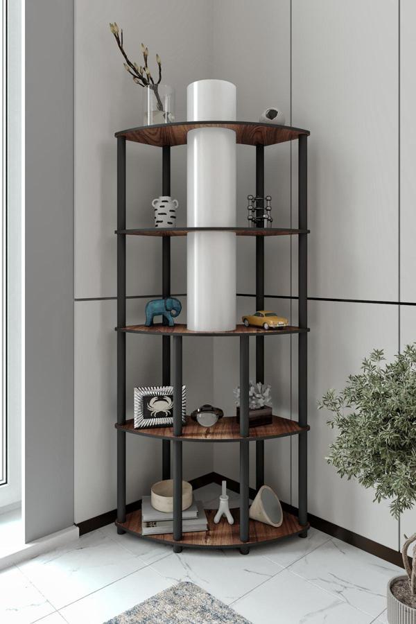 CONRAD  KÖŞE KİTAPLIK ÇİFT YÖN KULLANIM MADRAN CEVİZ LAMBADER - Image 1