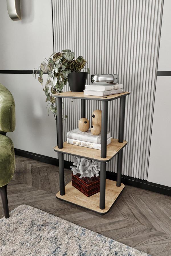 Dekoratif MASİVO KİTAPLIK 3 Katlı 34x34 Dikdörtgen Çok Amaçlı Raf SAFİR MEŞE - Image 1