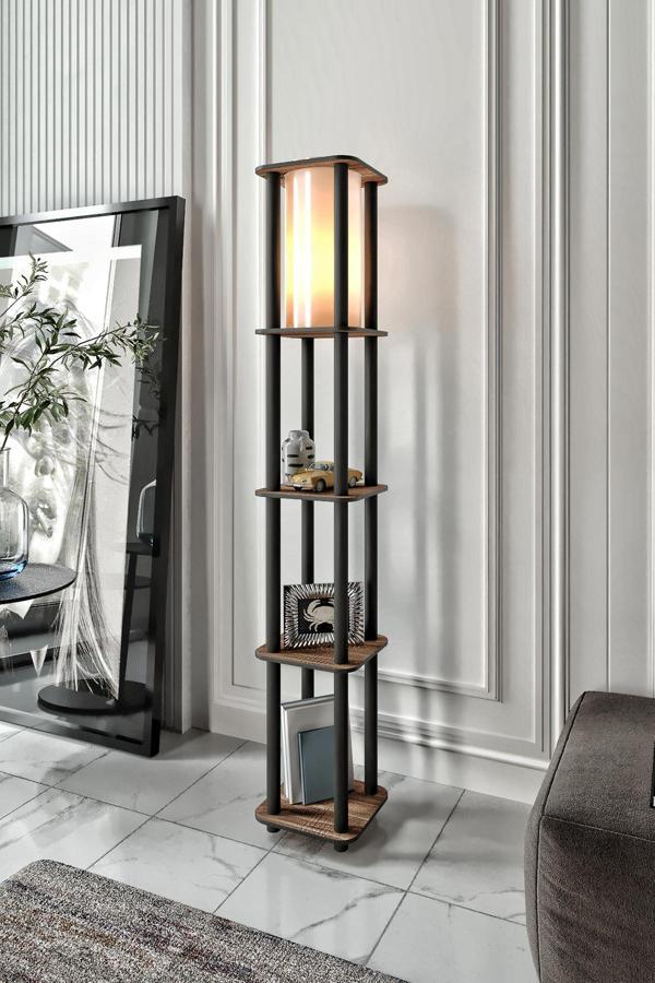 ESTANTES KARE RAFLI LAMBADER MADRAN CEVİZ - Image 1