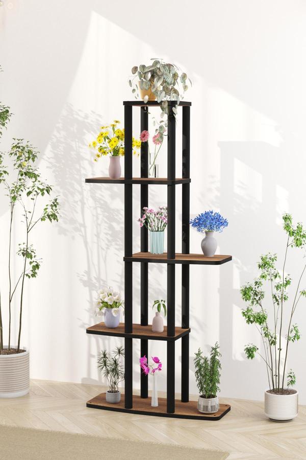 Yeni Gardenya Çok Katlı Çiçeklik Saksılık Barok Ceviz 18 - Image 1