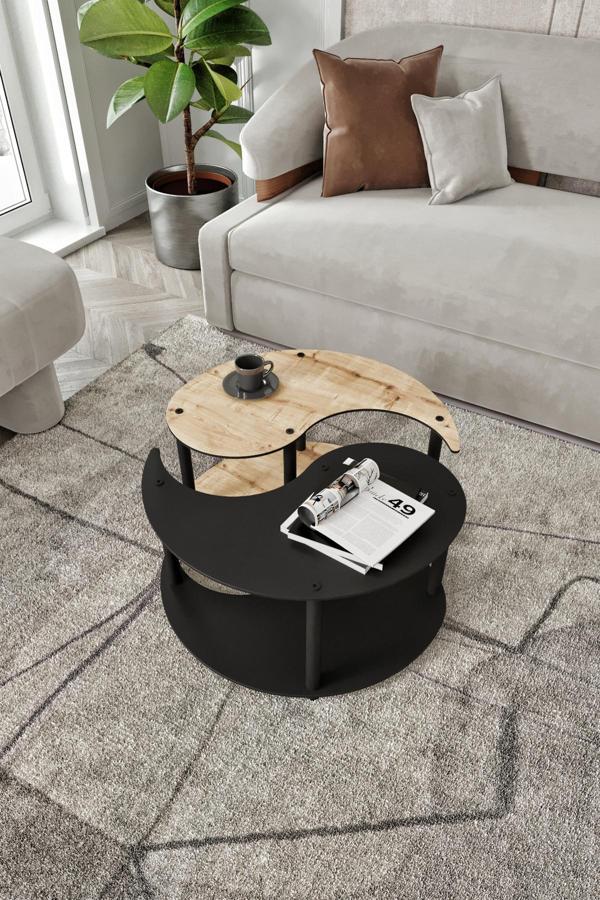 Yin Yang Unıty Serenıty Orta Sehpa 2 Li Safir Siyah 70 Cm - Image 1