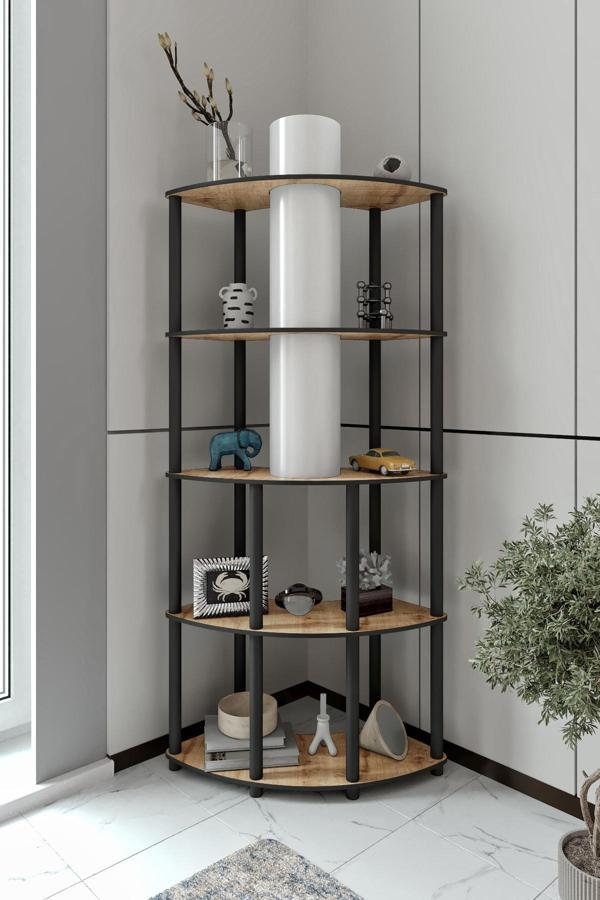 CONRAD LAMBADER KÖŞE KİTAPLIK ÇİFT YÖN KULLANIM SAFİR MEŞE - Image 1