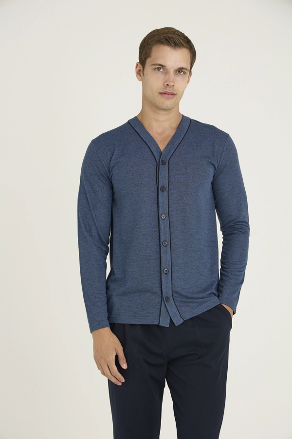 Kocabey 9225 Erkek V.yaka Boydan Düğmeli Pijama Takım - Image 1