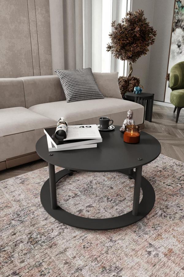 HOLE Masivo Orta Sehpa R:70 CM YUVARLAK SİYAH - Image 1