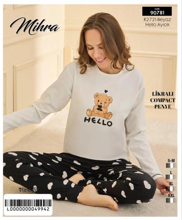 Mihra 90781 Kadın Ayıcıklı Uzun Kol Pijama Takımı - Image 1