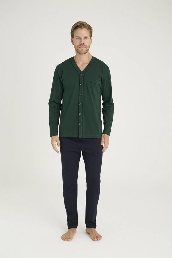 Kocabey 9134 Erkek V Yaka Boydan Düğmeli Pijama Takımı - Image 1