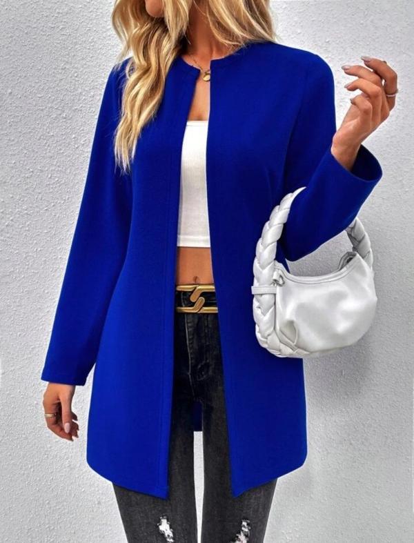 MDB Kadın Uzun Kollu önü Açık Uzun Modal Ceket - Image 1