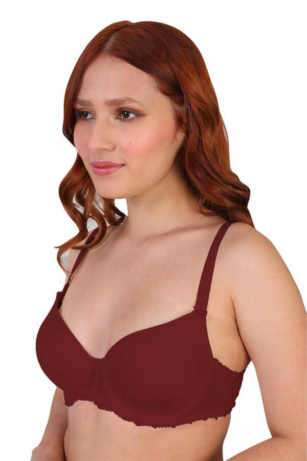 Bordo Mı 189b Pedli Dantelli Balenli Sütyen - Image 1