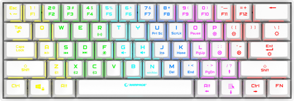 Rampage Kb-Rx63 B-Atom Beyaz Bluetooth RGB Backlight Blue Mekanik Q 63 Tuşlu Mini Gaming Oyuncu Klavyesi - Image 1