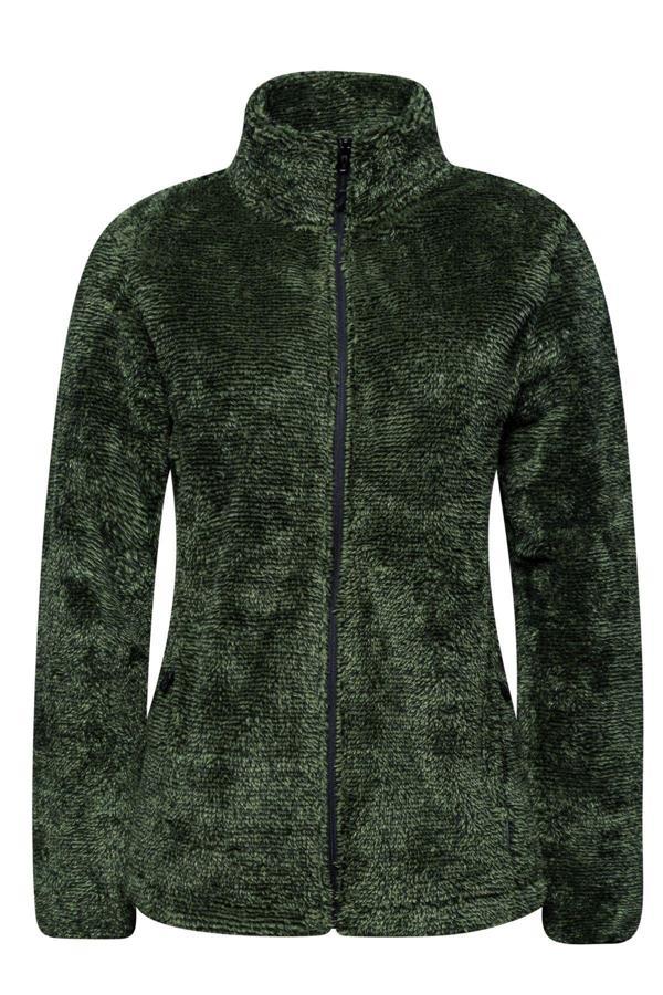 2AS Sofia Kadın Tam Fermuarlı Çizgili Polar Yeşil - Image 1