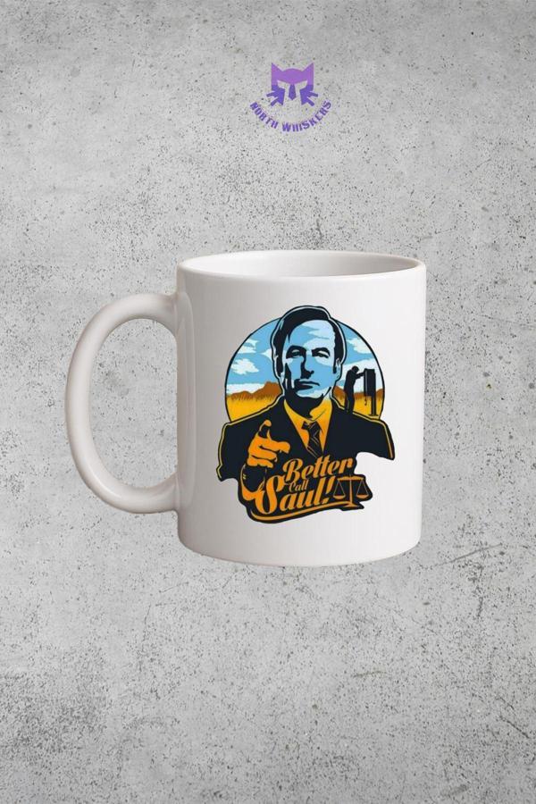 North Whiskers Better Call Saul Temalı Çift Taraflı Baskılı Kupa Bardak - Image 1